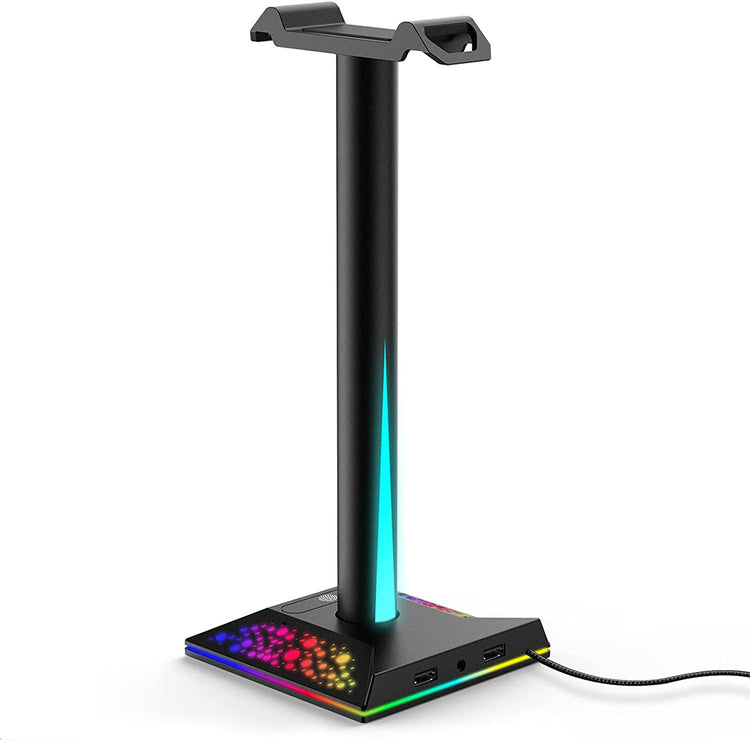 RGB Game Console Headphone Stand Ambient Light Emitting Dual USB