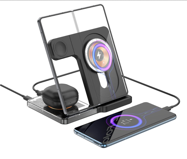 Desktop Magnetic Three-in-one Wireless Charging Stand Foldable