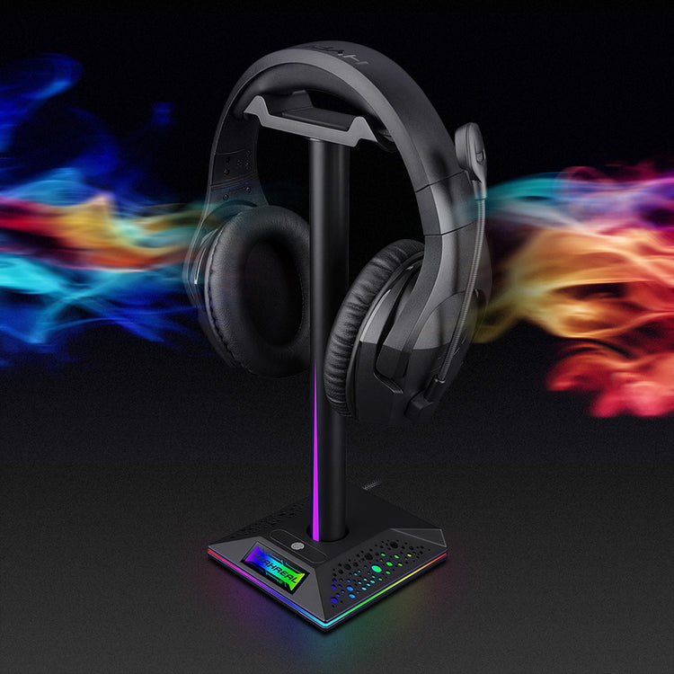 RGB Game Console Headphone Stand Ambient Light Emitting Dual USB